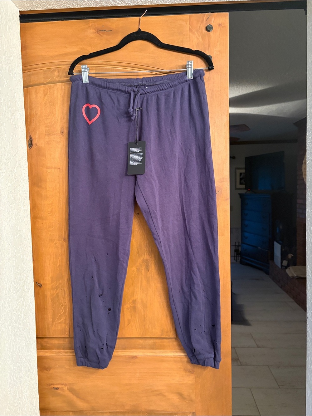 Chaser blue Jogger Pants with red Heart Accent